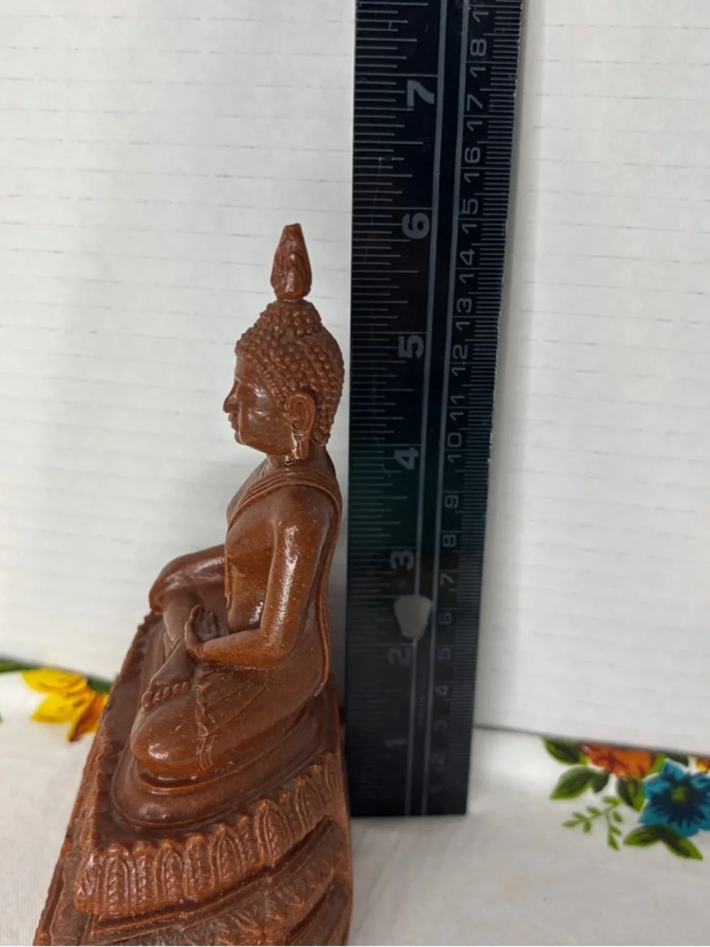 Vintage Brown Seated Buddha Sculpture - Picture 4 of 6